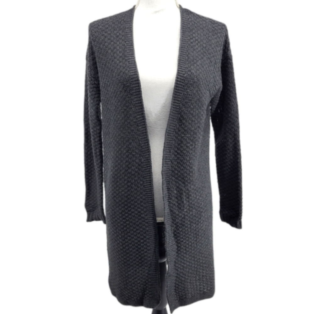 Leo & Nicole Dark Grey/ Black Duster Knit Cardigan
